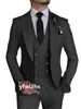 Anpassa Tuxedo One Button Handsome Peak Lapel Groom Tuxedos Men Suits Wedding/Prom/Dinner Man Blazer Jacket Pants Tie Vest W1162