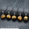 Pendant Necklaces Natural Stone Pendant 18Mm Tiger Eye Ball Quartz Pendants Necklace Jewelry For Women Men Rope Chain Dr Dhseller2010 Dhxv6