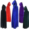 Capes de fête de fête Halloween Long Velvet Hooded Cape Vampire Costume prop pour hommes femmes enfants cosplay sorcière sorcier cape magique fantaisie cape en gros