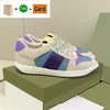 Top Classic Vintage Screener Dirty Leather Web Sneaker Casual Shoes Män kvinnor Beige Ebony Green Rose Pink Violet White Green Red Luxurys