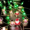 Décorations de Noël LED Guirlandes lumineuses en cuivre Décor pour la maison Petite lanterne Père Noël Flocon de neige Lumière Ornements Année