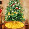 Juldekorationer 35 tum/48 tum dubbelskikt Sequined Tree Skirt Tyg Sparkly Round Mat för Halloween Autumn Pography Decor