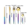 Flatware Sets Colorful Cutlery Set Stainless Steel Chopsticks Dinner Knife Spoon Fork Teaspoon Tableware Christmas Silverware Gift Party