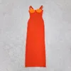 Mode orange Frauen Dame Maxi lange Kleider Verbandkleid figurbetont eng schlank Bleistift Designer SP0523