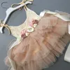 Mädchenkleider Schönes Blumenmädchen-Hochzeitskleid für Kinder, Party-Tutu-Kleid für Kinder, Kinder, Blumen, Schärpen, Prinzessin, Schlinge, Sommerkleid 220908