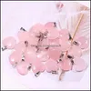 Stone 20mm Heart Rose Quartz Crystal Stone Pingente de cristais naturais Pingentes de contam