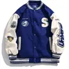 Kurtki męskie gmiixder mężczyzn Hip Hop Flocking Baseball Women Trend Klein Blue Bomber unisex ponadwymiarowy Casual Varsity