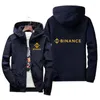 Herrenjacken Binance Exchange Coin Crypto Kasual Ritsleting Jaket Pilot Mantel Tipis Bomber Bertudung Olahraga Pakaian Luar 7XL