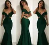2017 New Off Shoulder Dark Green Evening Dress Sexy Satin Mermaid Backless