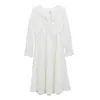 Robes bohème en dentelle florale pour filles, tenue blanche à manches longues, pour adolescentes, vêtements pour enfants, printemps et automne