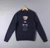 Hith Quality Designer Мужские свитер Полос Пуловер Медведь экипаж.