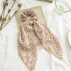 Hårgummiband L Floral Scarf With Ribbon Bow for Woman Girls Scrunchies Chiffon Scrunchie Long Ties Ponyil Holder Drop Sexyhanz AMZMG