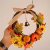 Faux Floral Greenery Artificial Pumpkin Maple Leaf Pine Cones Wreath Halloween Decoration Christmas Thanksgiving Po Props DIY Crafts Home Decor 220908