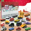 Diecast model auto's adventkalender mystery doos kerst aftellen blind speelgoeddozen kinderen kinderen geschenken interessante glijdende legering brandweerwagen truck