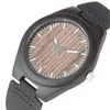 Armbandsur ebenholts tr￤klocka m￤n klockor kvarts r￶relse svart ￤kta l￤der klockband enkel casual man klocka 2022