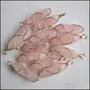 Charms Natural Stone Pink Hexagonal Pillar Charms Rose Quartz Chakra Handmade Gold Iron Wire Pendants For Jewelry Making Dhseller2010 Dhsv6