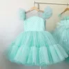 Abiti da ragazza Summer Pretty Girls Dress Festa di compleanno Cerimonia di comunione Abito da principessa Pizzo Sottile Abito da ballo per bambini Abito elegante Taglia 4-10T 220908