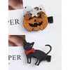 Fournitures de fête Halloween enfants accessoires de cheveux bébé filles citrouille fantôme chauve-souris chat noir Barrettes enfants cheveux arcs pince Fanny épingle à cheveux INS