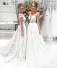 Cap Sleeve Mermaid Wedding Dresses With OverSkirt Lace Illusion Applique Open Back Garden Beach Bride Dress Vestiti Da Sposa A Sirena
