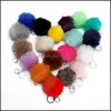 Nyckelringar 8 cm Trinket Pompons Keychains Faux Rabbit Fur Keychain Fluffy Key Chains Pom Keyring Pendant Cone Car Hair Bal Dhseller2010 DH6UP