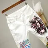 Women's Jeans Women White Skinny Denim Pants Cartoon Graffiti Print Stretched Autumn Slim Body Pencil Ladies Y77 220908