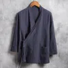 Camicie casual da uomo Camicie di lino da uomo Manica lunga Colletto alla coreana in stile cinese Tradizionale Kung Fu Tang Camicia sociale casual Taglie forti M-4XL 5XL 6XL 220908