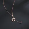 Moda titanyum çelik yeni kolye dişi gül altın mektup g elmas püsküllü klavikül zinciri lüks takılar df9n2821