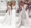 Suknie ślubne z czapką syreny z Orsskirt 2022 Lace Illusion Applique Open Back Garden Beach Bride sukienka Vestiti da sposa a Sirena