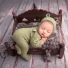 Hats Born Pography Props Romper Set Overalls Sleepy Hat Knit Outfit Baby Po Wrap Foot Shoot Pajamas Accessories