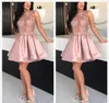 2019 저렴한 칵테일 드레스 인기있는 라인 레이스 아플리크 짧은 세미 클럽웨어