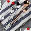 Flatware sets 4 stcs/set black gouden bestek set 18/10 roestvrij staal servies sierware flatware dinermessen vork lepel druppel de dhtib