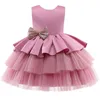 Abiti da ragazza Abiti da ragazza Bambini Estate Senza maniche Matrimonio e festa di compleanno Paillettes Fiocco Torta Abiti Bambini Pizzo Smash Tutu Abito da principessa 220908