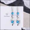 Charme S925 Timbre Sier Plaqué Cristal Charmes Rose Bleu Blanc Zircon Boucles D'oreilles Gland Crochet Type Femmes Bijoux De Mode Wedd Dhseller2010 Dhv0O