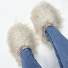 Winter Designer Women Wool Slippers Fur Integrated Warm Snow Boots Long Plush Slides Shoes