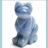 Kunst en ambachten 1,9 inch Hoogte Cat Statue Crafts Natuurlijke chakra steen gesneden kristal reiki genezing dier beeldje 1 stks drop deliv dhz8j