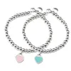Braccialetti di fascino perle a cuore blu bracciale bracciale in acciaio inossidabile marca a pendente rosa del marchio tif design donne eleganti gioielli regalo br290n