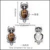 Pins Brooches Owl Shape Pendant Chakra Stone Gemstone Pins Natural Healing Crystals Brooches Vinage Jewelry Drop Deliver Dhseller2010 Dhcur