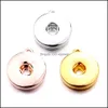 قلادة قلادة Sier Gold Metal 18mm Ginger Snap Button Base Base Charms for DIY Snaps Buttons Detrings Je Dhseller2010 Dhry0