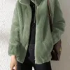 여성 재킷 코트 짧은 두꺼운 스탠드 칼라 패션 복식 ​​벨벳 모피 겨울 여성 220907