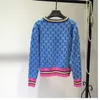 2023 Autunno e inverno Maglione lavorato a maglia allentato delle nuove donne Stile coreano Pullover a maniche lunghe Girocollo Geometric Clash Jacquard Maglione casual