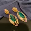 Orecchini pendenti in cristallo di malachite verde piuma zircone nappa gioielli da donna moda vintage regalo di lusso per amici di alta qualità