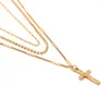 Pendant Necklaces Wholesale 5 Cross Multilayer Necklace Metal Faith Amulet 2022 Summer Fashion Girl Ladies Jewelry Gift 2 Colors