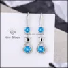 Charm S925 Stamp Sier Plated Crystal Crown Charms Pink Blue White Zircon Earrings Tassel Hook Type Womens Fashion Jewelr Dhseller2010 Dh4C3