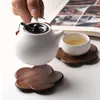 Table Mats 1 Pcs Black Walnut Wood Flower Shape Coasters Tea Coffee Cup Pad Placemats Decor Heat-Resistant Durable Drink Mat