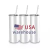 Ready to Ship wholesale 20 oz white blank skinny stainless steel sublimation tumblers straight USA Warehouse