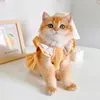 Trajes de gato vestu￡rio para c￣es roupas de estima￧￣o para c￣es pequenos gatos primavera ver￣o fino respir￡vel colar colarinho de sacola de gato de c￣o 220908