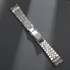 Watch Bands 12mm 13mm 17mm 20mm 21mm 316L Solid Stainless Steel Jubilee Curved End Strap Band Bracelet Fit For190d