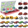 Diecast model auto's adventkalender mystery doos kerst aftellen blind speelgoeddozen kinderen kinderen geschenken interessante glijdende legering brandweerwagen truck