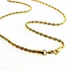 18K guldpläterad repkedja i rostfritt stål halsband för kvinnor män Gyllene modedesign vridna repkedjor Hiphop smycken present 2 3 4 5 6 7 mm 18-32 tum Never Fade