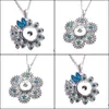 Pendentif Colliers Snap Bouton Bijoux Bleu Blanc Zircon Fleur Pendentif Fit 18Mm Snaps Boutons Collier Pour Femmes Noosa D Dhseller2010 Dhrid